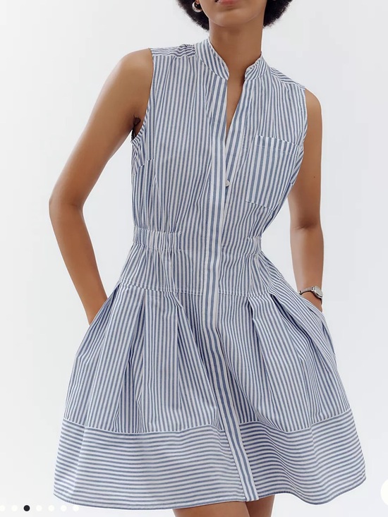 Maeve Dresses & Skirts - Maeve Sleeveless V-Neck Shirtdress Blue White Stripe Medium